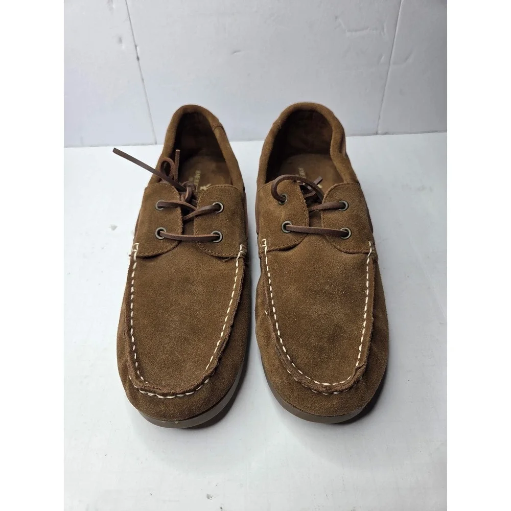 American Eagle Mens Brown Suede Boat Shoes Moc Toe Loafers Size 12 AE Style 1419
